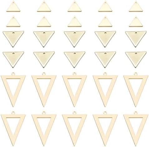 SUNNYCLUE 1 Box 12PCs 3 Styles Real 18K Gold Plated Pendants Brass Triangle Charms Hollow Geometric Charm Dangles for Beginners DIY Earring Necklace Bracelet Jewellery Making Adults