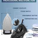 OMAIGA Steam Iron for Clothes, 1500W Iron with Rapid Heating, Non-Stick Ceramic Soleplate, Burst of Steam, Self-Cleaning, Auto-Off, Anti-Drip, 11.84oz Water Tank Ironing Clothes for Home, Black