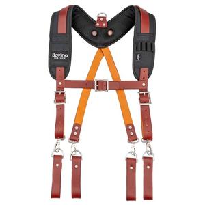Heavy Duty Leather Tool Belt Suspenders – Adjustable Padded Straps, Quick-Release Clips, 4 Belt Loops – Perfect for Carpenters, Electricians, Framers & Construction Workers, Maroon, Large, Maroon,