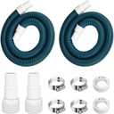 1.5" 6ft Swimming Pool Filter Pump Hose Replacement Kit, fit for Above Ground Swimming Pool Vacuum Skimmer 1 1/2" Filter Hose and for 1.25/1.5" Adapter Fittings -2 Hoses, 2 Adapters, 2 Tapes, 4 Clamps