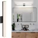 Modern Bathroom Vanity Light, 24 Inshes LED Dimmable Wall Sconce Over Mirror Indoor 24W Black Light Fixtures Wall Mount Light Bar Indoor Lamp Lighting for Living Room Restroom (PC-Medium-1PC)