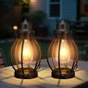 Battery-Powered LED Lanterns Vintage Lights for Camping, 2 Pack Rechargeable Lantern with Dimmerble Warm White Edison Bulb, Waterproof Hanging Light Table Lamp for Outdoor & Indoor Decorative