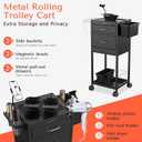 TASALON Salon Trolley Cart with Wheels, 2 Magnetic Bowls & Drawers | Mobile Hair Stylist Station for Tools Storage, Rolling Organizer Cart for Barber & Tattoo Supplies - Balck