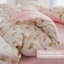 Floral Duvet Cover Set Queen Size,Pink Floral Flowers Bedding Duvet Cover Queen with Zipper Closure,Reversible Comforter Duvet Cover and 2 Pillowcases