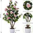 2 Pack Artificial Camellia Tree with White Pot, 38" Faux Potted Plants for Indoor Outdoor Decor, Tall Silk Greenery Plant for Home Offce Living Room Balcony, Pink
