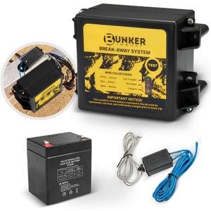 BUNKER INDUST Trailer Brake Breakaway Kit with Charger, LED Display, Switch, 12V 5Ah Battery for Trailer Caravan