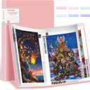 A3 Diamond Painting Storage Book, 60 Views Art Portfolio Presentations Folder with 30 Pages Protectors, 17.3x12.8in (A3:16.5x12.1 inches, Pink)