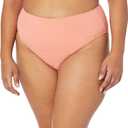 Amazon Essentials Women's High Waist High Leg Bikini Bottom (Large, Coral Pink)