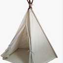 Miyaya Large Canvas Teepee Play Tent Indian Play Tent with Carry Case,5 Poles Design (White)