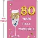 4 x OJsensai Happy 80th Birthday Card Gifts for Women，80 Year Old birthday Decorations for Mom Wife Grandma,Funny 80th Bday Gift With Pink Envelope for Her