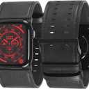 Tefeca Dual Series Band Compatible with Apple Watch Ultra 2/Ultra 49mm, Series 10 46mm, Series 9/8/7 45mm, SE2/SE/6/5/4 44mm (Black Leather with Black Adapters), Size: Ultra wide 49/46/45/44mm