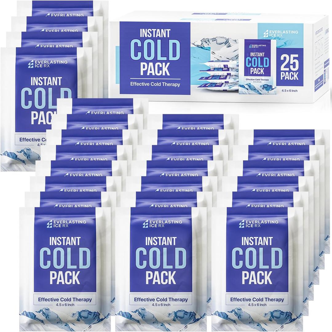 25 Pack - Instant Cold Packs - Instant Ice Packs for Injuries | Disposable Cold Compress Ice Pack for Pain Relief, Swelling, Inflammation, Sprains, Toothache - Cold Pack for Athletes