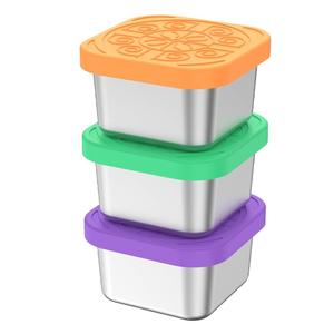 3Pack 6oz Reusable Stainless Steel Snack Containers for Kids, Easy Open Leak Proof Metal Small Toddler Snack Containers with Silicone Lids, Stackable Metal Toddler Lunch Box for Daycare School Travel