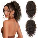 Claw Clip Ponytail Extension - 12 Inch Curly Pony Tails Hair Extensions, Synthetic Hair Extensions Ponytail, Clip on Ponytails for Women (Color: Chocolate Brown)