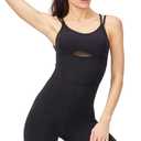 LOVESOFT Workout Romper for Women Short Jumpsuit Sleeve Bodycon Unitard Sport Bodysuit Onesie Athletic One Piece (Black)