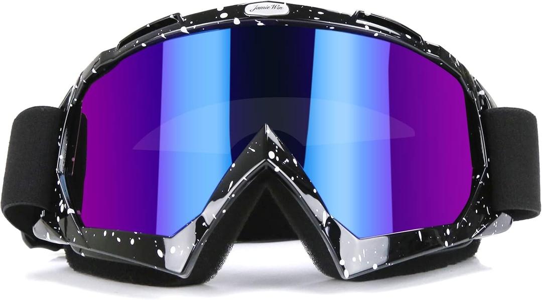 JAMIEWIN ATV Goggles for Dirt Bike, Motorcycle, Motocross, UTV, MX, Offroad Riding - Anti UV, Dustproof, Anti Fog, Racing, Skiing Goggles for Men, Women, Youth, Kids (Marble Black Frame+color Lens)