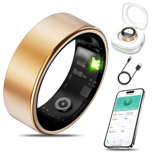 Milavan Smart Health Ring for Women Men Fitness Tracker with Heart Rate, Blood Oxygen, Blood Pressure, Sleep Monitoring, Step Counting, IP68 Waterproof for iOS and Android, No APP Fee, Coral 12
