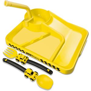 Construction Toddler Plates - Early Christmas Gift Ideas for Grandkids - Toddler Birthday Gift - Kids Plates for Boys Ages 1-2-3-4-5-6-7 - Yellow