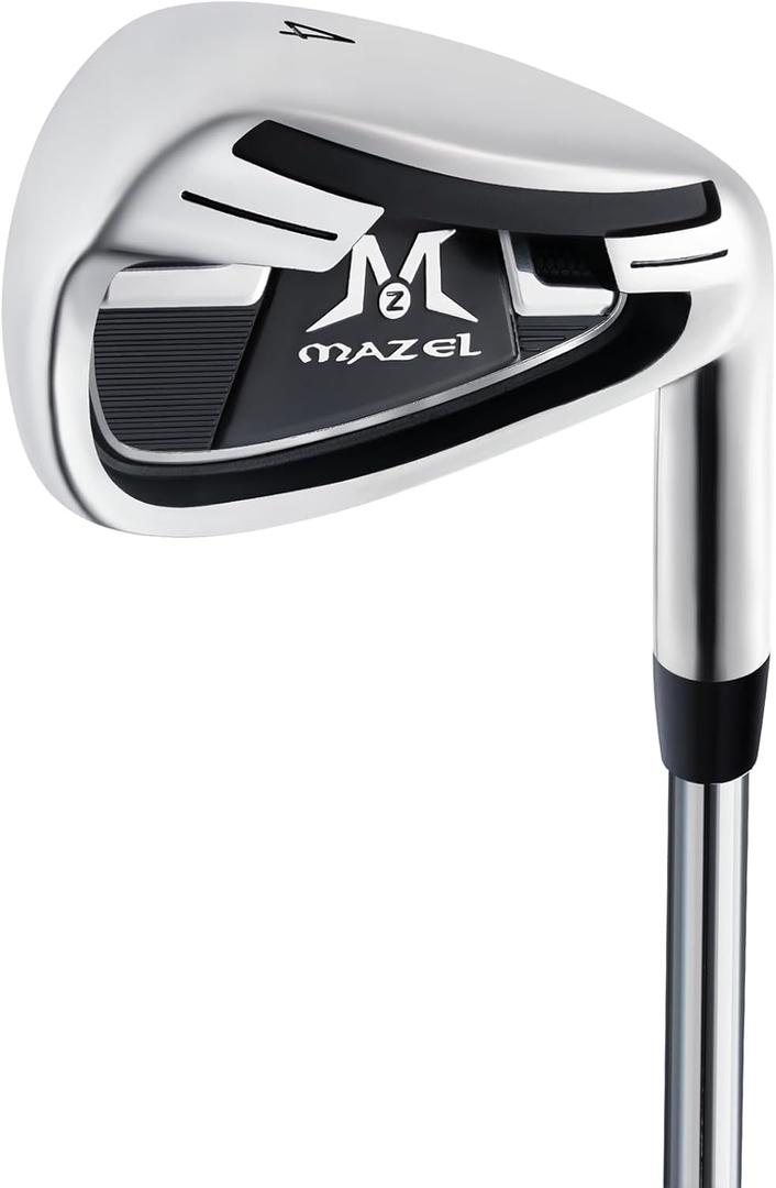 MAZEL Golf Individual Iron 4 Golf Iron with Steel Shafts for Right Handed Golfers (Stainless Steel, Black Silver, 4 Iron, Stiff, Right)