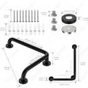 L-Shaped Angled Grab Bar 12x16 Inch Matte Black Anti-Slip Knurled Shower Handles Wall Mount, Stainless Steel Shower Bars for Seniors Injured Balance Support, Handicap Grab Bars for Bathtubs & Showers