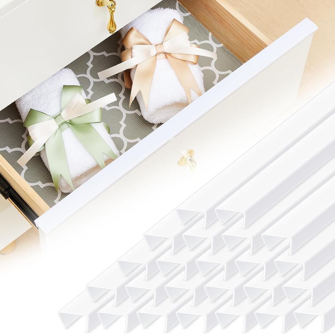 Pangda 24 Pcs Cabinet Protectors for Kitchen Cabinets Vinyl Plastic Slip on Cabinet Door Protector Edge Protector for Prevent Wear, Chipping, Discoloration, Suit for Thickness Less Than 3/4 (White)