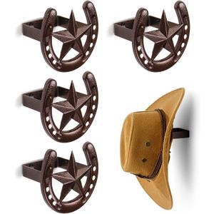 Cowboy Hat Hanger Wall Mount, 4 Pack Cowboy Hat Rack, Metal Horseshoe Hook, Horseshoe Decor, Western Hat Hook for Wall, Hat Holder for Entryway Closet, Bridle Hook for Tack Room, Horse Supplies