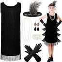 Xaatren 3Pcs Girls 1920s Flapper Dresses Costume Set Roaring 20s Accessories Halloween Kids Birthday Party Gifts L