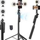 Auto Face Tracking Tripod 360 Rotation,70.9” Phone Tripod for iPhone w/Fill Light,Selfie Stick for iPhone w/Remote Control,Phone Holder Video Recording for Content Creators TikTok(UTK-02)