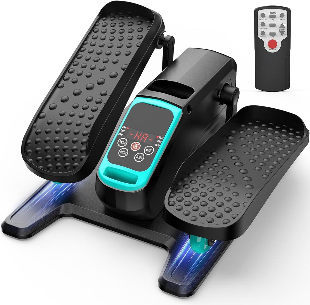 VIVURN Under Desk Elliptical Machine, Mini Motorized Ellipse Leg Exerciser While Sitting for Seniors, 12-Speed 4-Mode Low Impact Passive Motion Electric Pedal Exerciser+Non-Slip Mat for Home Office (Blue)