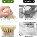 4 Pack Bamboo Dish Brush, Dish Scrubber Brush with Sisal Bristle, Natural Scrub Brush for Kitchen Cleaning Dishes, Pots, Pans, Bottles, Vegetables