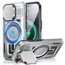 WASTROYAL Camera Stand Case for iPhone 15 Pro Max, [Compatible with MagSafe] [Lens Cover] 2024 Version Military Grade Protective Soft Case for iPhone 15 Pro Max 6.7 inch Men Women, Grey