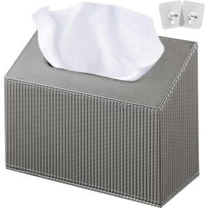Hand Towels Box Cover Holder,PU Leather Hand Towel Case Compatible with Kleenex Disposable Paper Hand Towels (Gray)