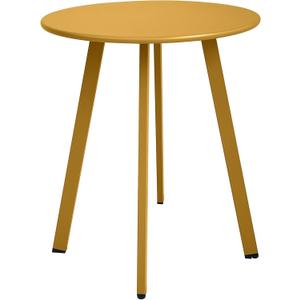 Meluvici Outdoor Side Table - Weather Resistant Patio Small Round Metal Steel Side Table, Waterproof End Table for Garden, Balcony, Yard - Yellow