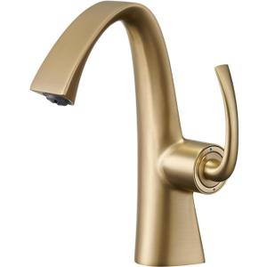 Bathroom Faucets Brushed Gold,Single Handle Brass Basin Faucet for Sink 1 Hole or 3 Holes,High Arc Bathroom Sink Faucet with 9.5 Inches Deckplate,Vanity Vessel Sink Faucet Mixer Tap