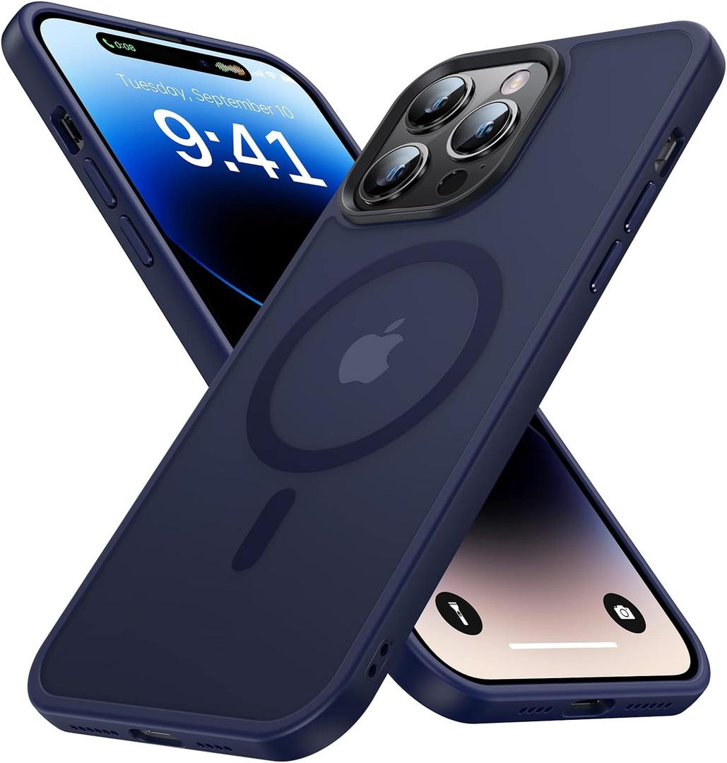 Strong Magnetic for iPhone 14 Pro Max Case [Compatible with MagSafe][10FT Military Grade Protective] Shockproof Translucent Matte Slim Case for iPhone 14 Pro Max Phone Case (6.7"), Deep Blue