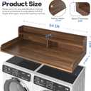 2-Tier Washer and Dryer Countertop with 2.75" H Guard,54" W x 27.5" D Laundry Countertop Cover with Non-Slip Pad,Large Space Laundry Topper for Folding Clothes Over Washer and Dryer-Dark Walnut, Standard-2 Tier