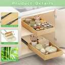 Bamboo Pull Out Cabinet Organizer, 14" W x 21" D No Drill Adhesive Slide Out Drawers, Pull Out Shelves for Kitchen Pantry Bathroom Storage