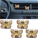 Zpana Bling Car Air Vent Clips, 4PCS Butterfly Rhinestone Vehicle Clamp Pandent, Sparkling Diamond Automotive Interior Vent Charm Decoration Accessories, Universal for SUV, Sedan, Truck (Pink)