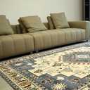 Washable 5x7 Area Rugs Non Slip 5x7 Rug Floor Carpet Distressed Printed Area Rug Soft Area Rug for Living Room Bedroom Dinning Room Kitchen Indoor (Blue, 5x7)