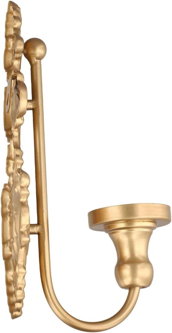 Antique Wall Candle Holder, Vintage Taper Candle Wall Sconce, Cast Iron Candlestick Holders Decor for Living Room, Fireplace and Yard Channel Farmhouse Fireplace Wedding(Gold)