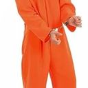 fun shack Men's Prisoner Costume, Orange Jail Inmate Jumpsuit, Adult Prison Outfit for Halloween or Costume Parties, M