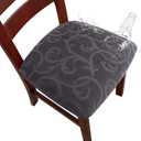 Genina Chair Seat Covers Waterproof Dining Room Chair Covers 4 Pack Stretch Seat Covers for Dinning Room Chair Protector Slipcover for Kitchen, Hotel (4, Flower Pattern-Dark Gray)