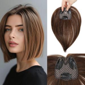Hair Toppers for Women with Thinning Hair Extensions 360 3D Toppers Hair Pieces for Women 360Cover Clip Ins Fake Bangs Hair Pieces Perfect Solution for Stylish Upgrade 10 Inch(Light Brown)