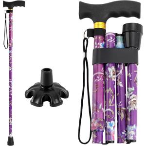 Walking Cane PANZHENG Cane for Man/Woman | Mobility & Daily Living Aids | 5-Level Height Adjustable Walking Stick | Comfortable Plastic T-Handle Portable Walking Stick Folding Cane