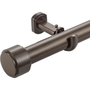 Heavy Duty Curtain Rods,1 1/4" Large Diameter Premium Nonadjustable Curtain Rod,48in/4ft Custom Window Treatment Rods with Durable Aluminum Brackets and End Caps,Dark Bronze Finish