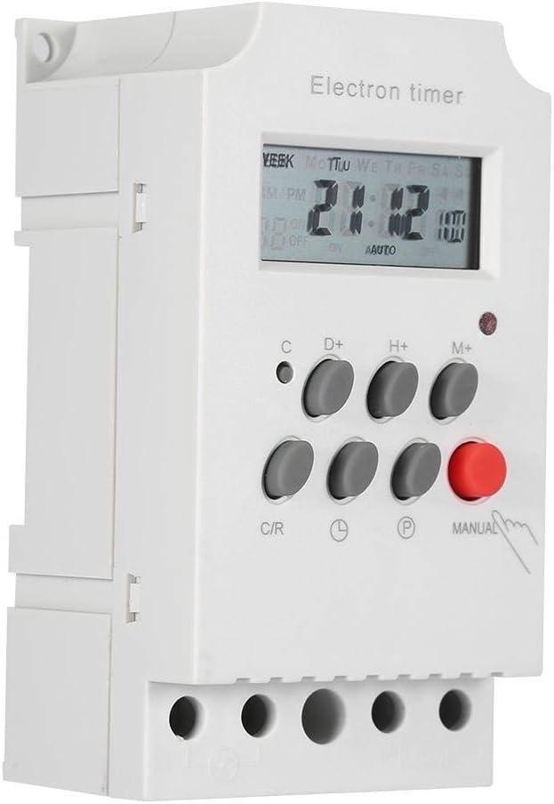 30A Digital Timer Switch Programmable Electronic Time Control 7 Day Heavy Duty Digital Programmable Timer(AC 220V)