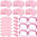 Hoteam 24 Pcs Spa Party Favors Supplies 6 Spa Headband 6 Plush Sleep Eye Mask 6 Hair Claw Clips 6 Clear Cosmetic Bags for Adult Sleepover Slumber Party Graduation Gift(Pink)