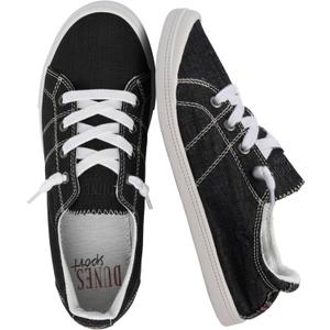 Dunes Sport Women's Reesa Canvas Sneaker (6 Wide, Black)