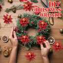 16 Pcs Glitter Christmas Ball Picks 7.87 Inch Red and Gold Poinsettia Ball Ornament Picks for Christmas Tree Decor Plastic Xmas Ornament Pick for DIY Crafts Xmas Vase Fillers Wreath Decor