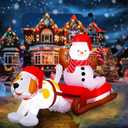Realspring 8 Ft Christmas Inflatables Decoration Snowman on Sleigh with Dog, Giant Inflatable Outdoor Christmas Decorations, Built in LED Light Blow Ups for Yard Xmas Party Holiday Indoor Lawn Garden